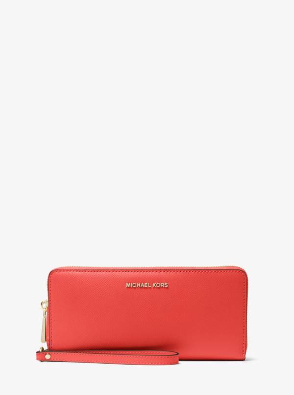 Damske Penazenky Michael Kors Crossgrain Leather Continental Wristlet Hnede Ruzove - Doplnky Michael Kors Slevy | JQLIA-2189